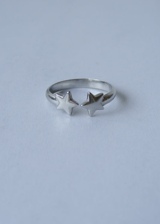 Anillo Two Stars Plateado