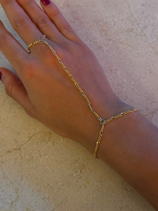 Manilla permanente con Anillo Oro Laminado con Broche